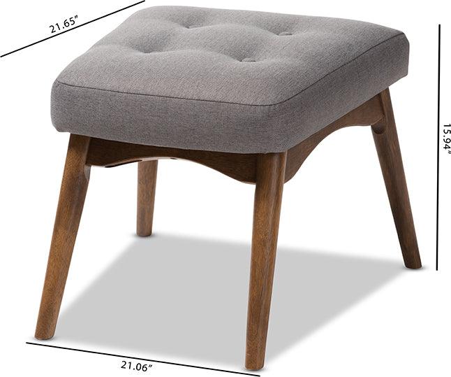 Wholesale Interiors Ottomans & Stools - Waldmann Mid-Century Modern Grey Fabric Upholstered Ottoman