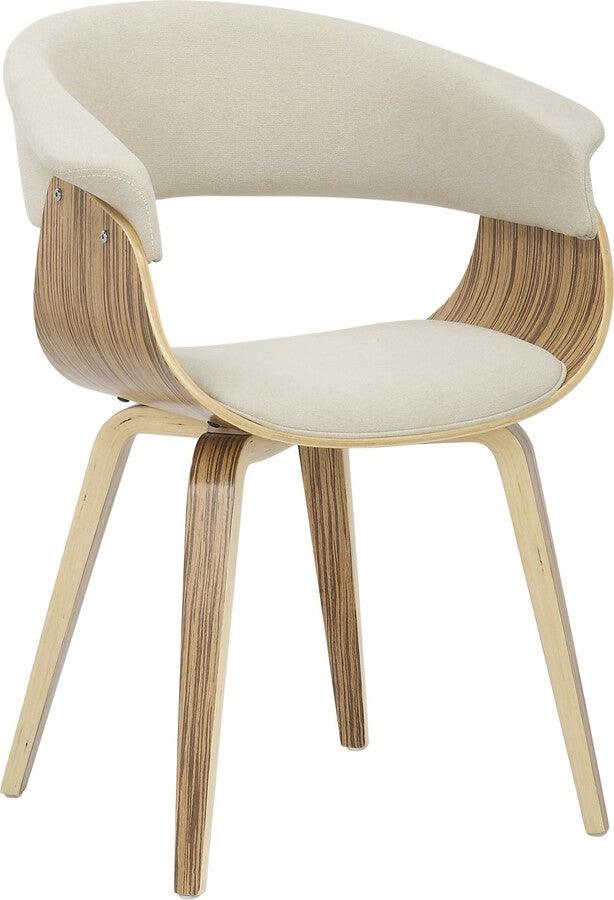 Lumisource Accent Chairs - Vintage Mod Mid-Century Modern Dining/Accent Chair in Zebra Wood and Cream Fabric