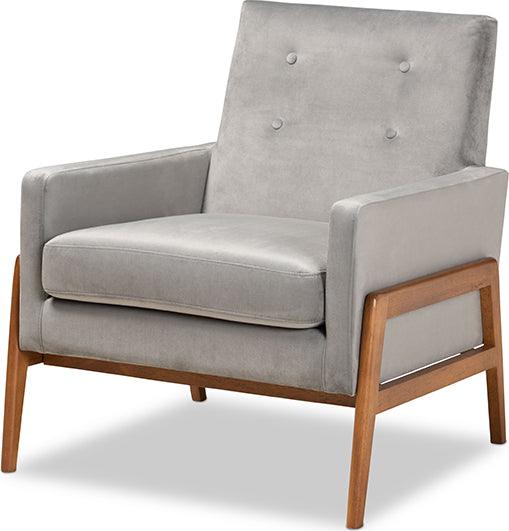 Wholesale Interiors Accent Chairs - Perris 29.1" Accent Chair Gray & Walnut Brown