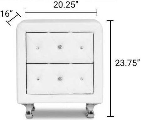 Wholesale Interiors Nightstands & Side Tables - Stella Crystal Tufted Nightstand White