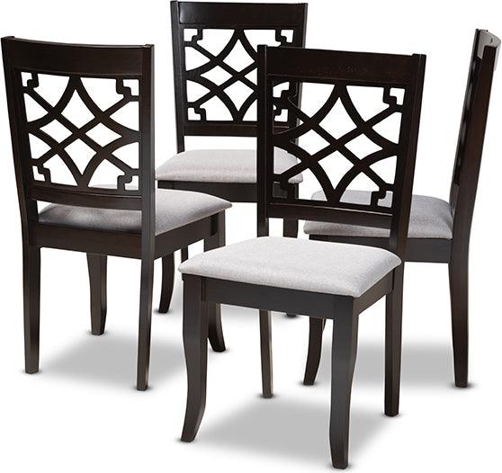 Wholesale Interiors Dining Chairs - Mael Grey Fabric Upholstered Espresso Brown Finished Wood Dining Chair Set Of 4