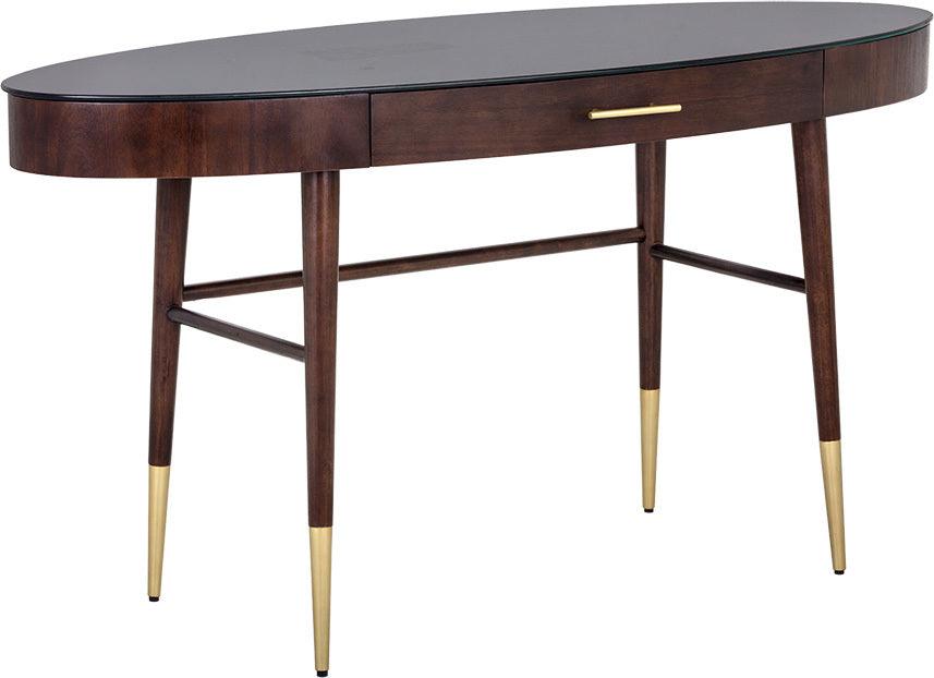SUNPAN Desks - Osmond Desk Brown Wood | Glass