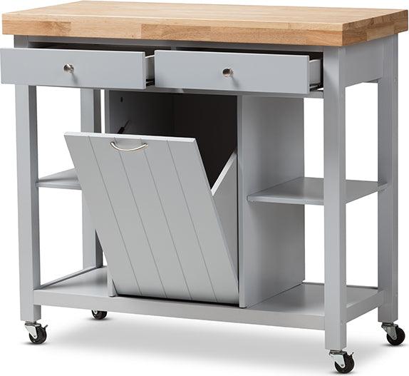 Wholesale Interiors Kitchen & Bar Carts - Hayward Coastal and Farmhouse Light Grey Wood Kitchen Cart