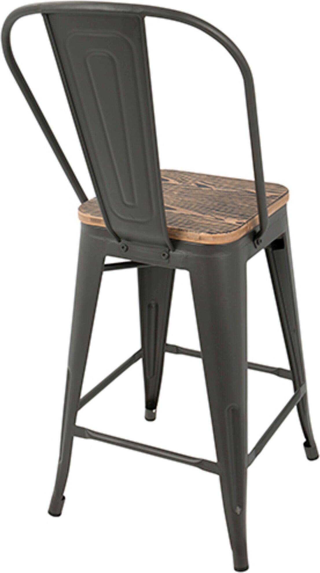 Lumisource Barstools - Oregon High Back Counter Stool Gray & Brown (Set of 2)