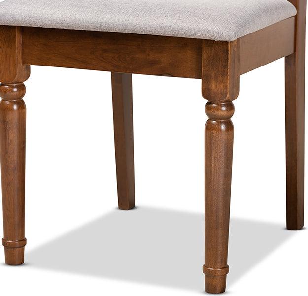 Wholesale Interiors Dining Sets - Cherese Grey Fabric Upholstered and Walnut Brown Finished Wood 7-Piece Dining Set
