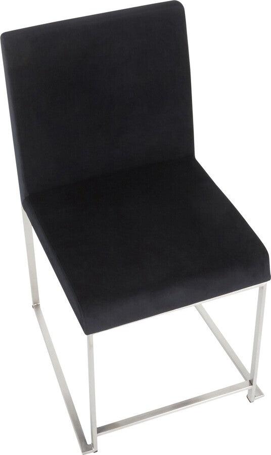 Lumisource Dining Chairs - High Back Fuji Contemporary Dining Chair in Stainless Steel and Black Velvet - Set of 2