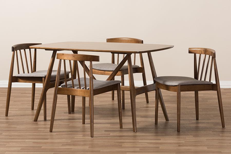 Wholesale Interiors Dining Sets - Wyatt Mid-Century Modern Walnut Wood 5-Piece Dining Set