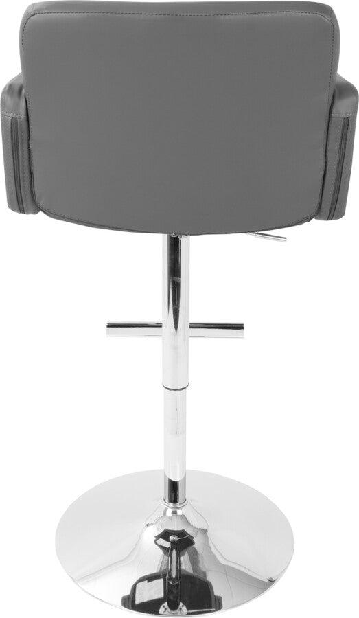 Lumisource Barstools - Stout Contemporary Adjustable Barstool with Swivel and Grey Faux Leather