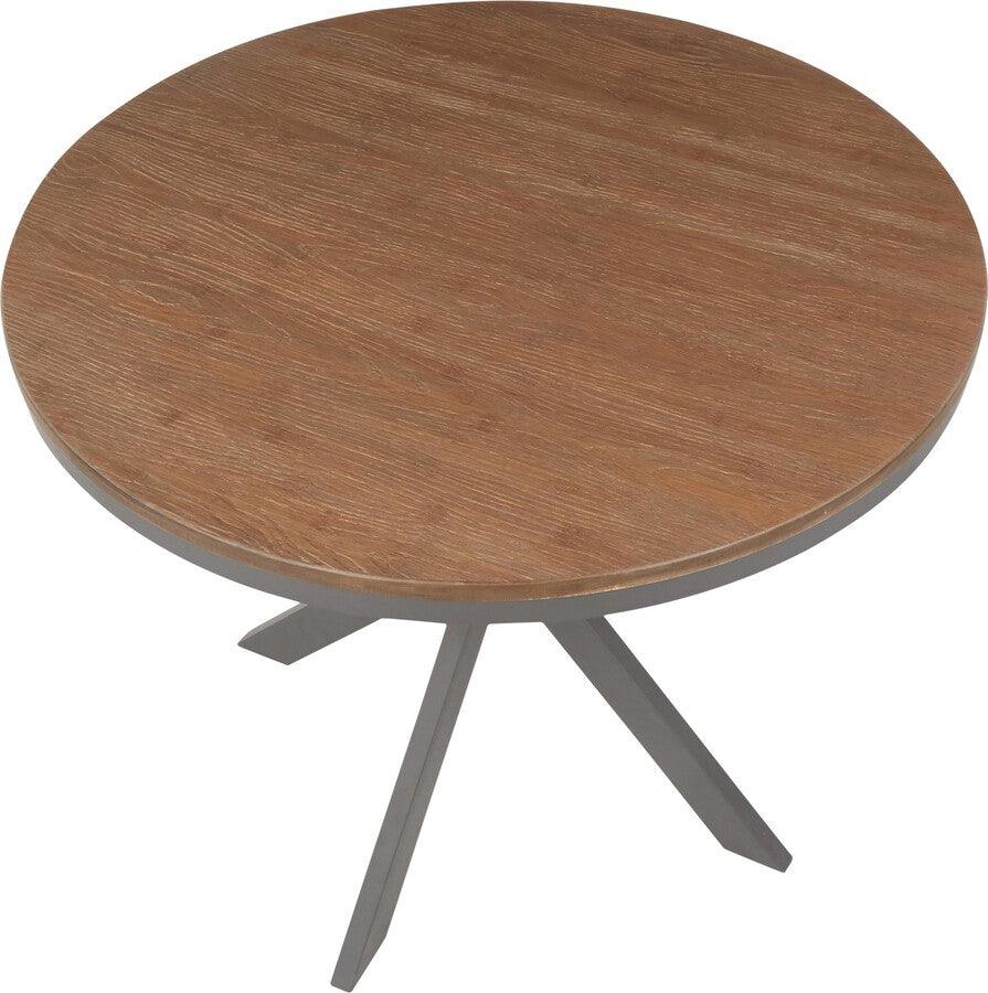 Lumisource Dining Tables - X Pedestal Industrial Dinette Table with Grey Metal and Medium Brown Bamboo