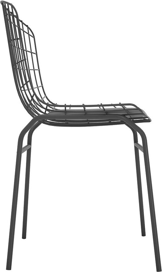 Manhattan Comfort Dining Chairs - Madeline Chair, Set of 2 with Seat Cushion in Charcoal Grey and White