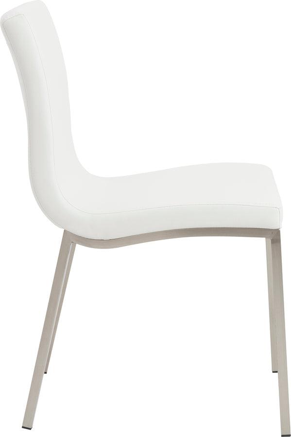 Euro Style Dining Chairs - Scott Side Chair in White with Brushed Stainless Steel Legs - Set of 2