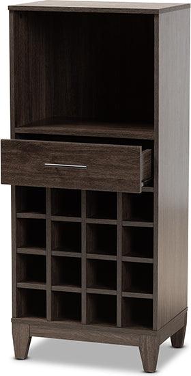 Wholesale Interiors Bar Units & Wine Cabinets - Trenton Dark Brown Finished Wood 1-Drawer Wine Storage Cabinet