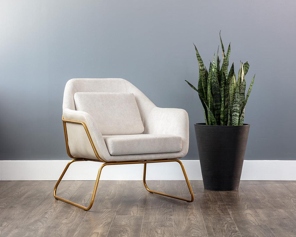 SUNPAN Accent Chairs - Watts Lounge Chair Gold Polo Club Muslin & Bravo Cream