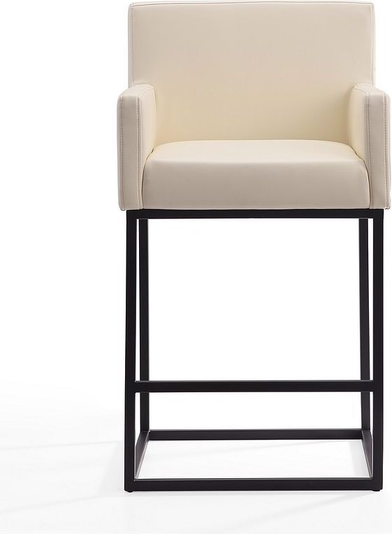 Manhattan Comfort Barstools - Ambassador 38 in. Cream and Black Metal Counter Height Bar Stool