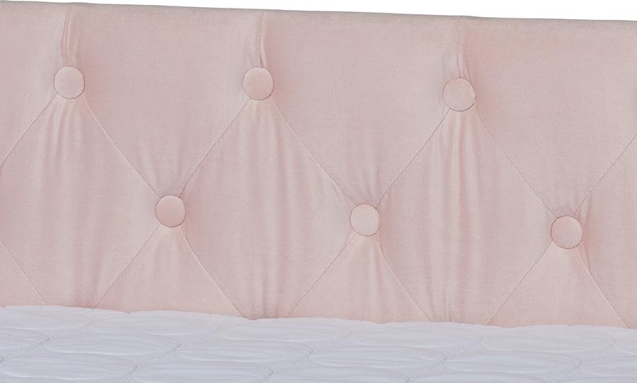 Wholesale Interiors Daybeds - Raphael Pink Velvet Fabric Upholstered Full Size Daybed with Trundle