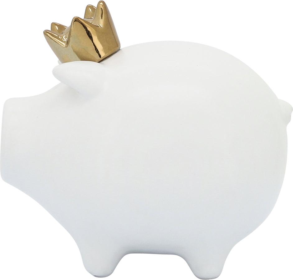 Sagebrook Home Decorative Objects - Ceramic 6" Pig With Crown White