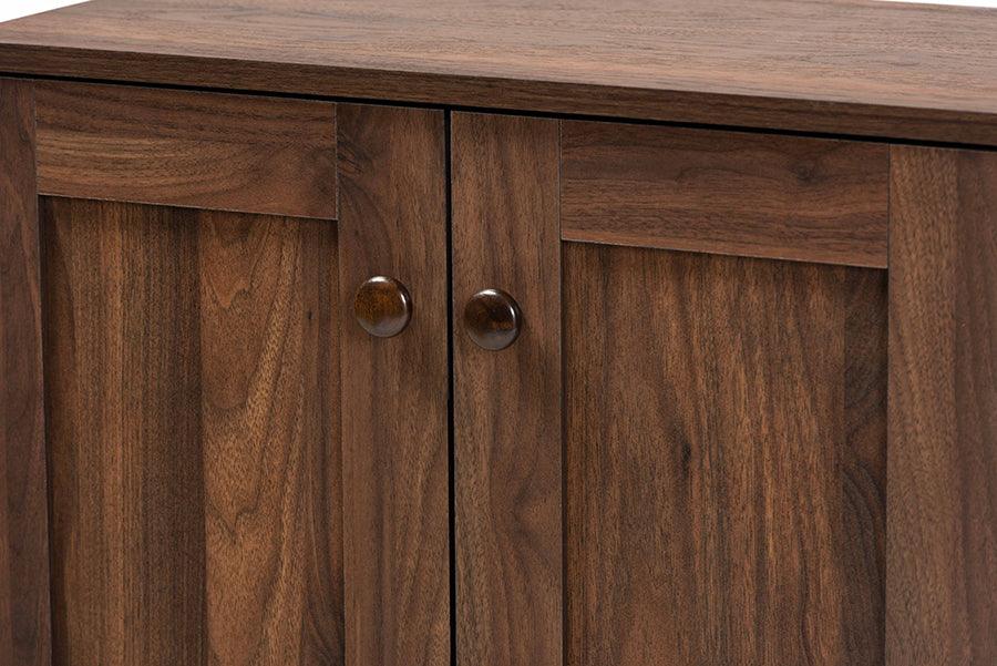 Wholesale Interiors Shoe Storage - Nissa Walnut Brown Finished Wood 2-Door Shoe Storage Cabinet