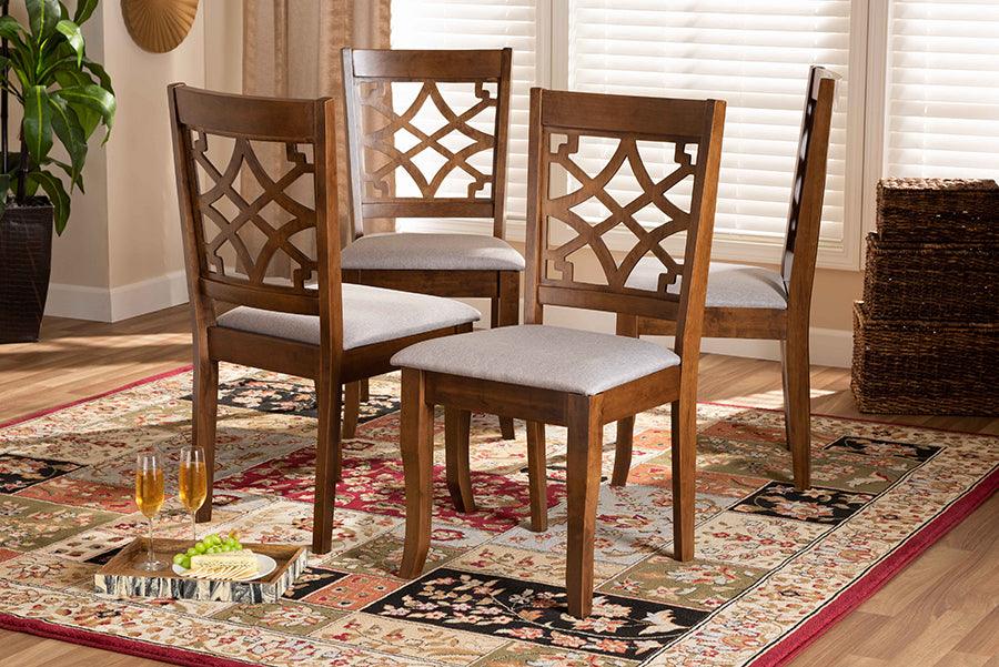 Wholesale Interiors Dining Chairs - Mael Grey Fabric Upholstered Walnut Brown Finished Wood 4-Piece Dining Chair Set