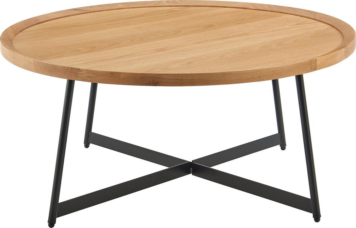 Euro Style Coffee Tables - Niklaus 35" Round Coffee Table in Oak and Black Base