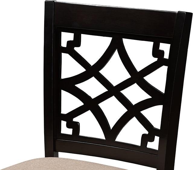 Wholesale Interiors Barstools - Nisa Sand Fabric Upholstered Espresso Brown Finished 2-Piece Wood Counter Stool Set Of 4