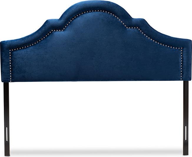 Wholesale Interiors Headboards - Rita Modern And Contemporary Navy Blue Velvet Fabric Upholstered Full Size Headboard