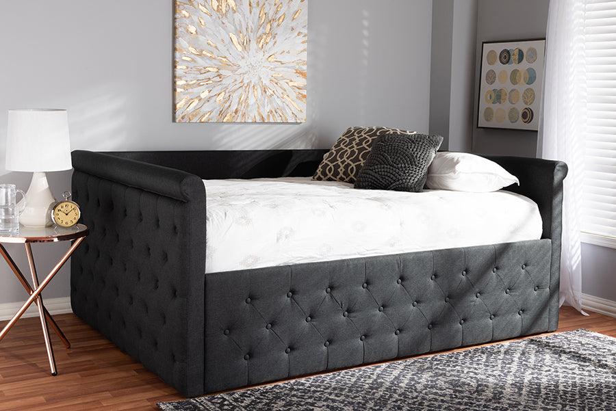 Wholesale Interiors Daybeds - Amaya Modern and Contemporary Dark Grey Fabric Upholstered Full Size Daybed