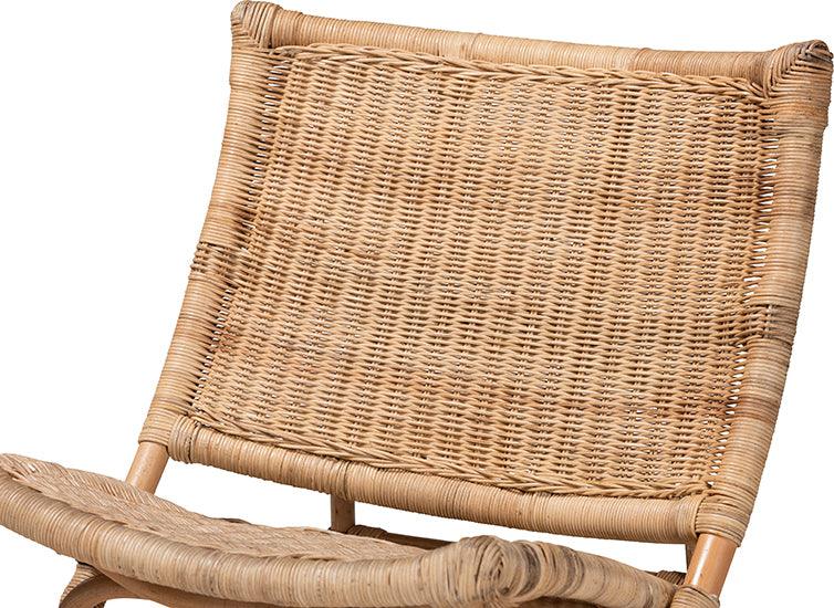 Wholesale Interiors Accent Chairs - Herrara Modern Bohemian Natural Brown Antique Rattan Foldable Lounge Chair