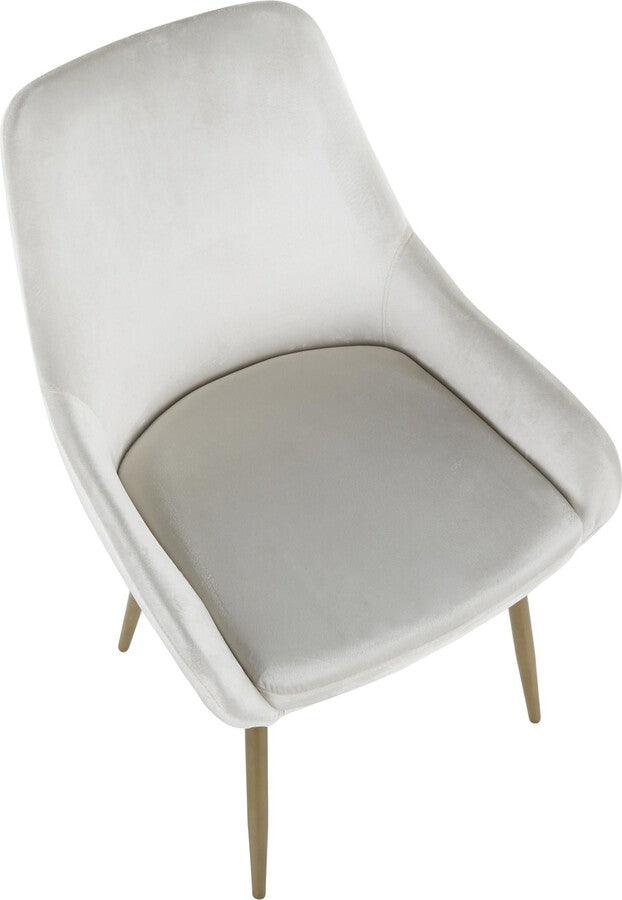 Lumisource Dining Chairs - Diana Contemporary Chair in Satin Brass Metal & Cream Velvet - Set of 2