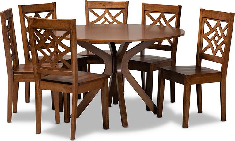 Wholesale Interiors Dining Sets - Miela Walnut Brown Finished Wood 7-Piece Dining Set