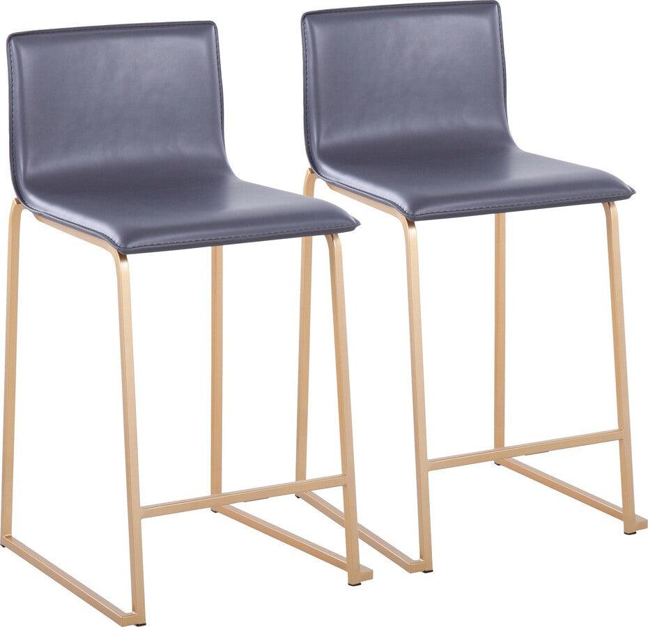 Lumisource Barstools - Mara 26" Counter Stool In Gold Metal & Grey Faux Leather (Set of 2)
