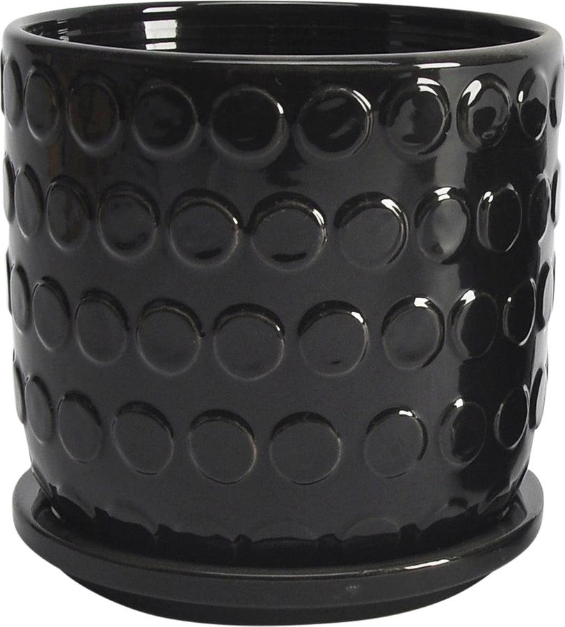 Sagebrook Home Planters - Set Of 2 5/6" Bubble Planter W. SauCeremic Black