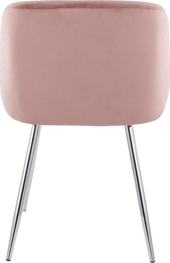 Lumisource Accent Chairs - Fran Contemporary Chair In Chrome & Pink Velvet (Set of 2)