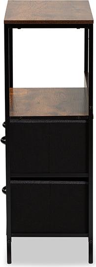 Wholesale Interiors Cabinets & Wardrobes - Hakan Modern Industrial Grey Fabric and Walnut Brown Wood 3-Drawer Storage Cabinet