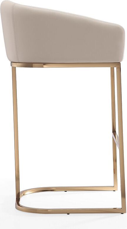 Manhattan Comfort Barstools - Louvre 40 in. Cream and Titanium Gold Stainless Steel Barstool (Set of 2)