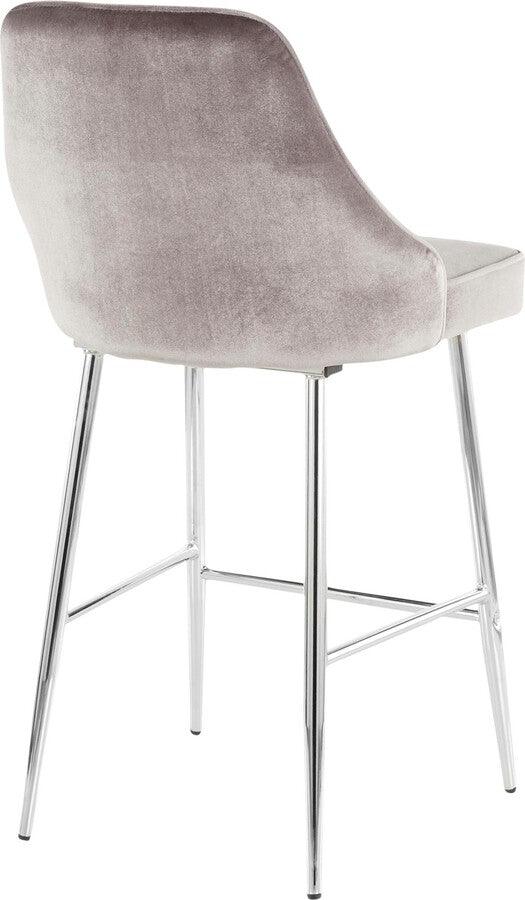 Lumisource Barstools - Marcel Contemporary Counter Stool in Chrome and Silver Velvet - Set of 2