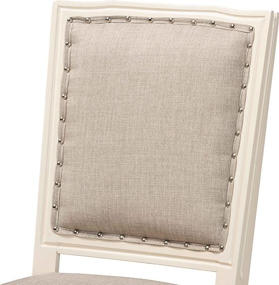 Wholesale Interiors Dining Chairs - Louane Traditional Grey Fabric and White Wood 2-Piece Dining Chair Set