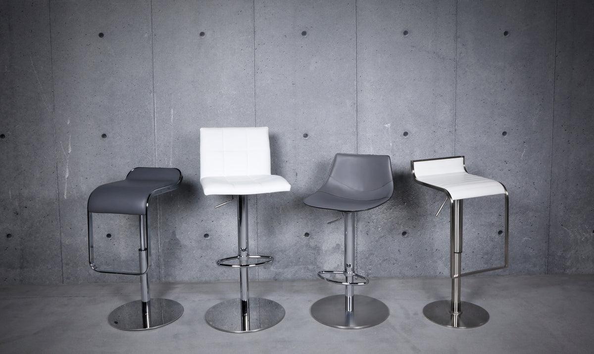 Euro Style Barstools - Rudy Adjustable Swivel Bar/Counter Stool in Gray with Brushed Stainless Steel Base