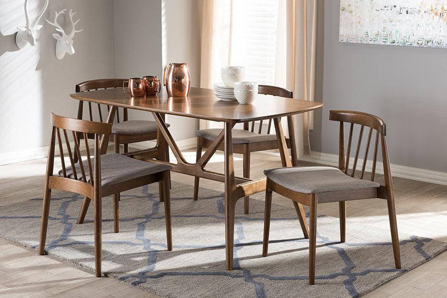 Wholesale Interiors Dining Sets - Wyatt Mid-Century Modern Walnut Wood 5-Piece Dining Set