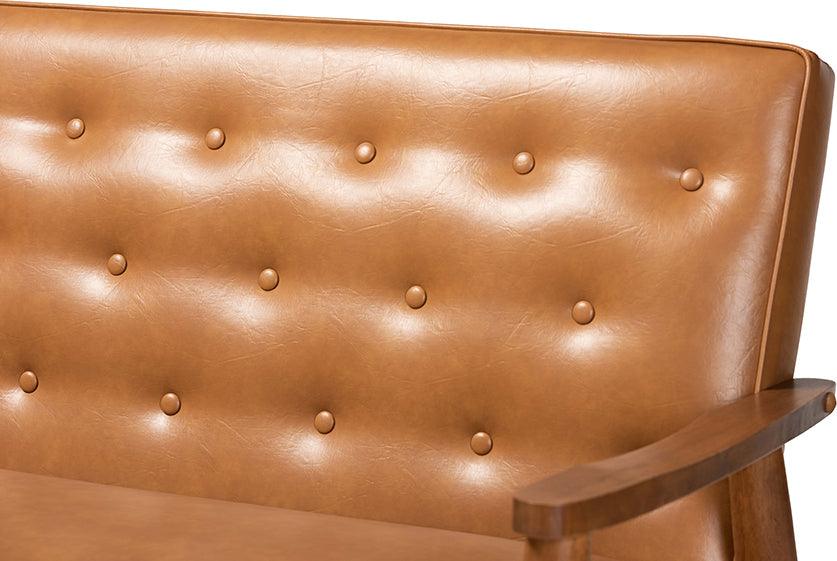 Wholesale Interiors Sofas & Couches - Sorrento Tan Faux Leather Upholstered and Walnut Brown Finished Wood Sofa