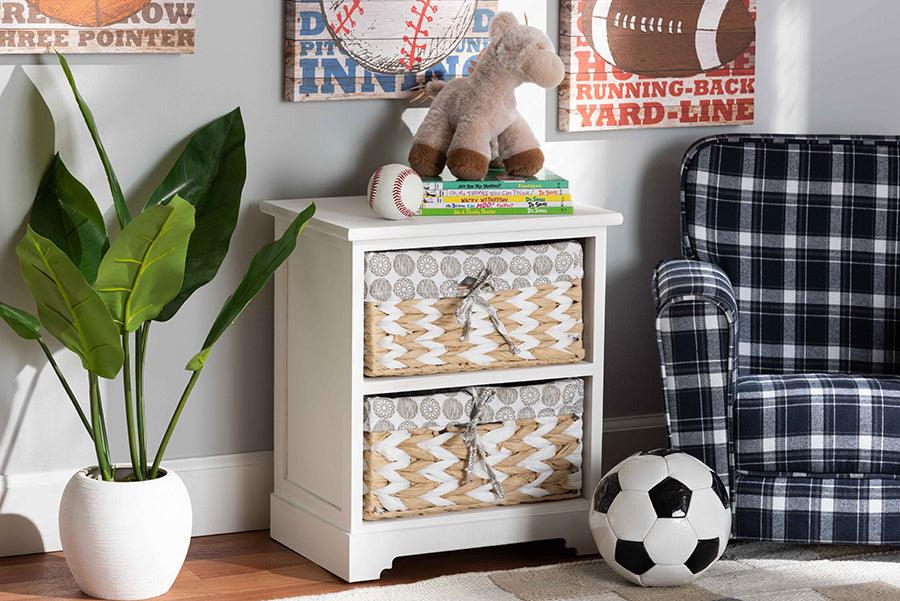 Wholesale Interiors Bedroom Organization - Rianne Modern Transitional White Finished Wood 2-Basket Storage Unit