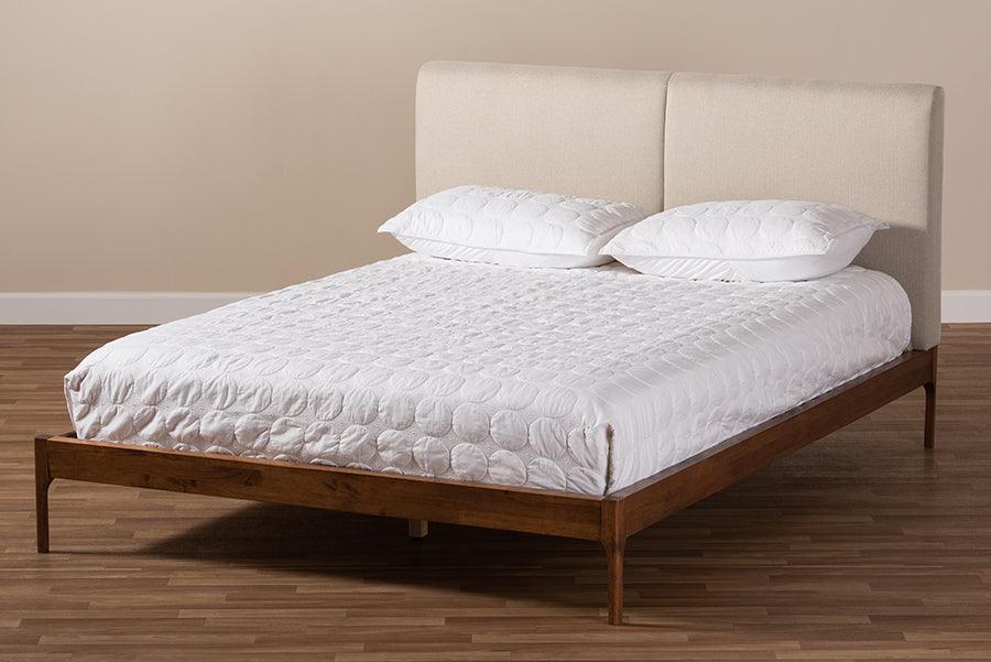 Wholesale Interiors Beds - Aveneil Queen Bed Beige & Walnut Brown