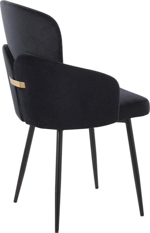 Lumisource Dining Chairs - Dahlia Contemporary Dining Chair In Black Metal & Black Velvet With Gold Accent (Set of 2)