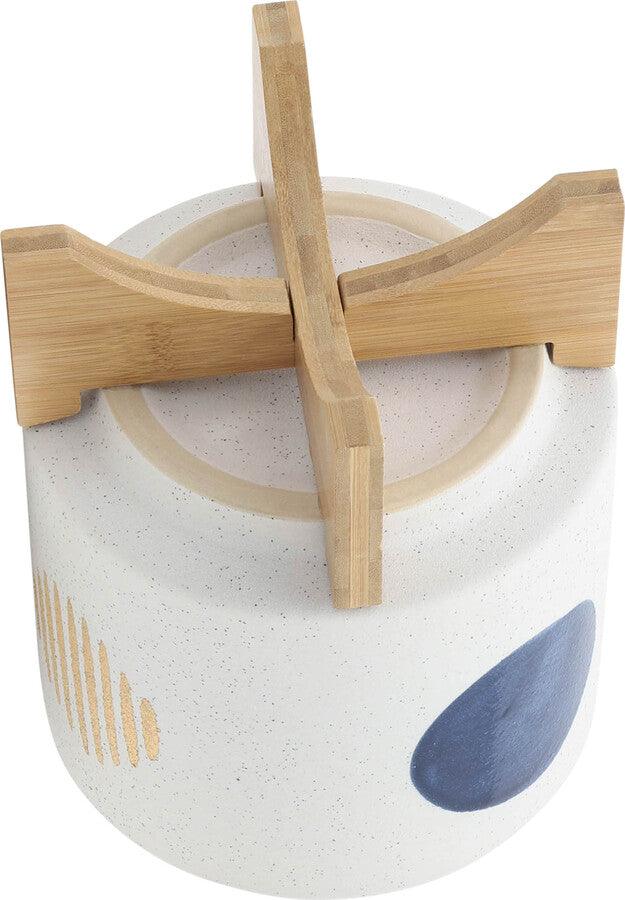 Sagebrook Home Planters - Set Of 2 5/8" Funky Planter W/ Stand White