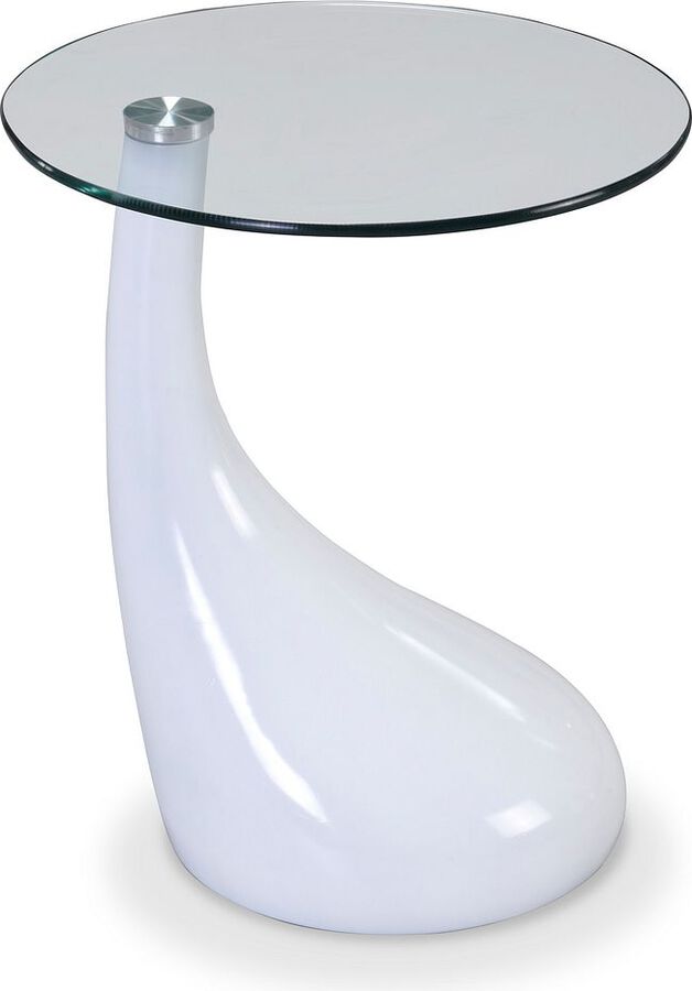 Manhattan Comfort Side & End Tables - Lava 19.7 in. White Glass Top Accent Table