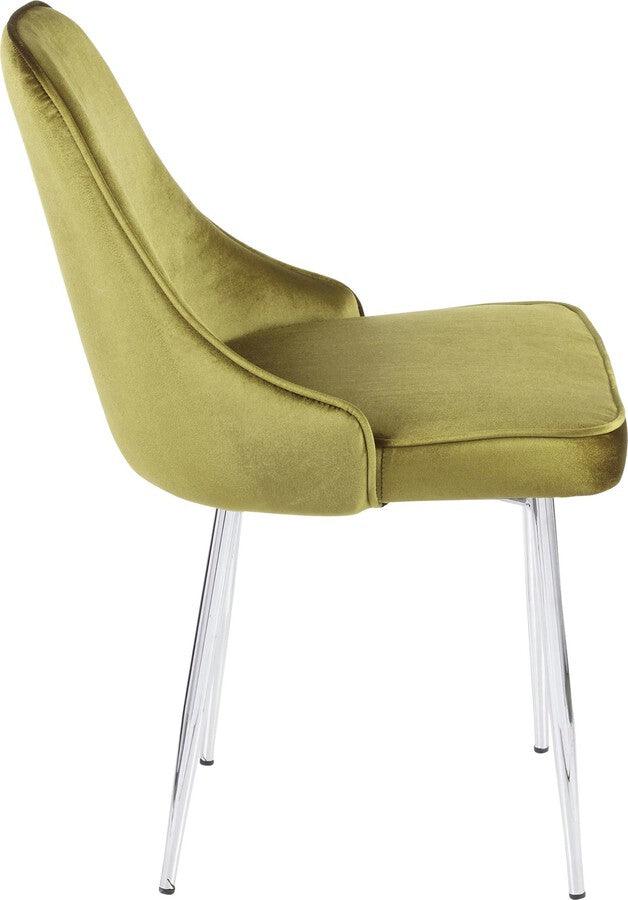 Lumisource Dining Chairs - Marcel Contemporary Dining Chair with Chrome Frame and Green Velvet Fabric - Set of 2