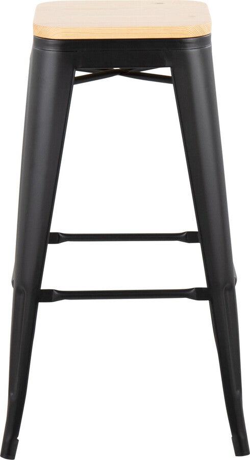 Lumisource Barstools - Oregon Barstool In Black Steel & Natural Wood (Set of 2)