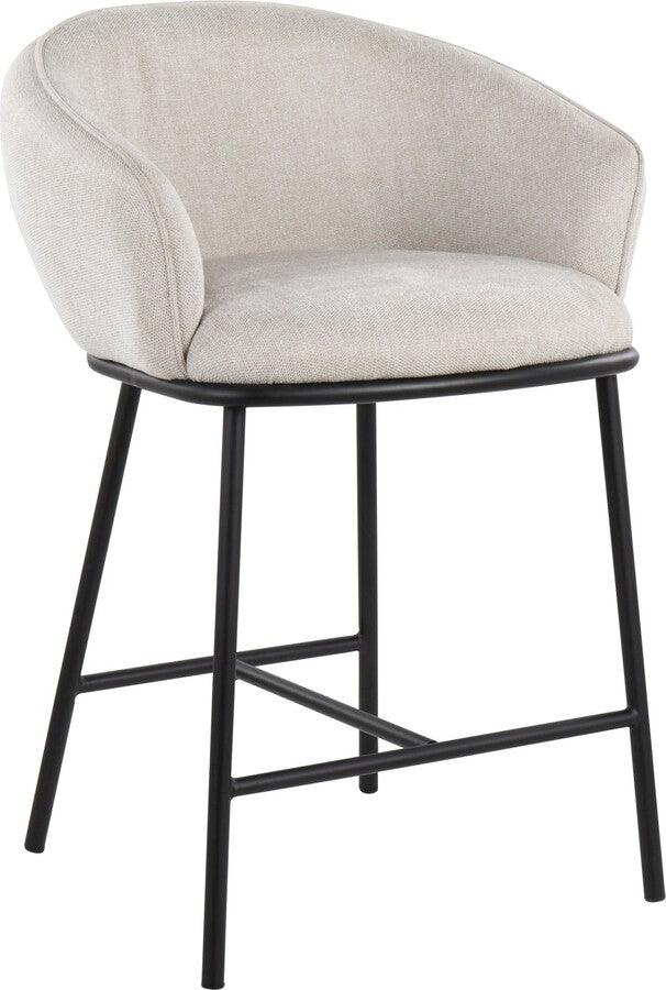 Lumisource Barstools - Ashland Counter Stool In Black Steel & Cream Fabric (Set of 2)