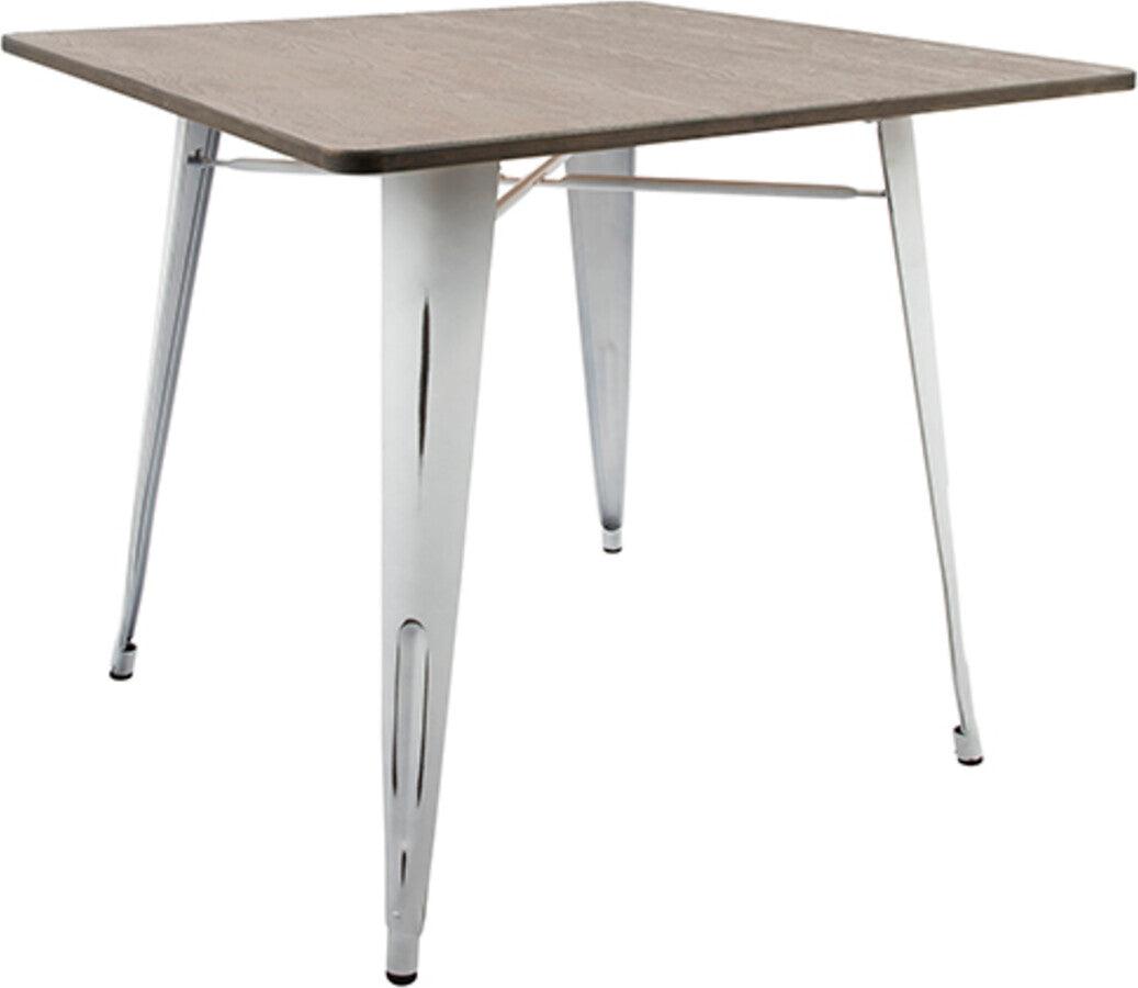 Lumisource Dining Tables - Oregon 36" Industrial-Farmhouse Dining Table in Vintage White and Espresso