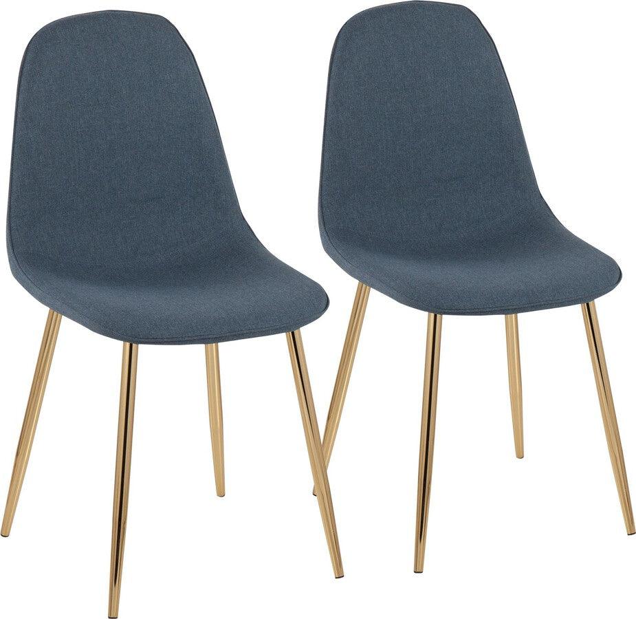 Lumisource Living Room Sets - Pebble Chair 35" Gold Steel & Blue Velvet (Set of 2)