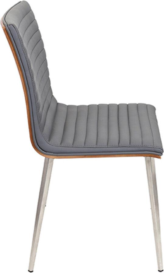 Lumisource Dining Chairs - Mason Dining Chair with Swivel in Stainless Steel, Walnut & Grey-Set of 2